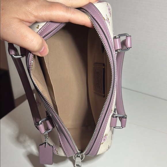Coach Rowan Floral Cream and Purple Women's Bag - Picture 6 of 6